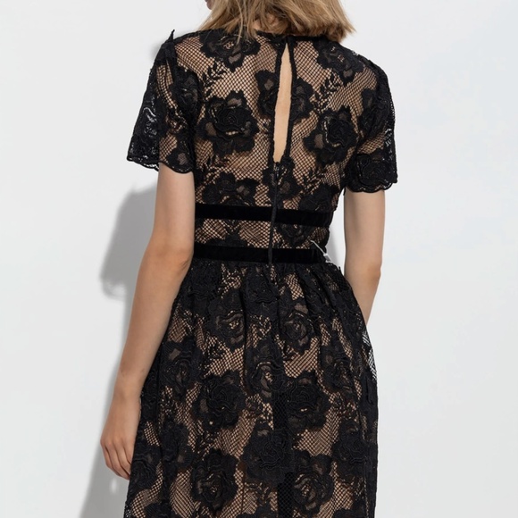 Self-Portrait Black and Cream Flutter Sleeve Cocktail Dress - Picture 9 of 9